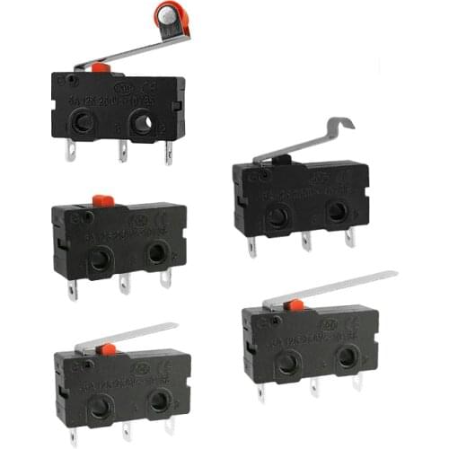 10pcs/batch KW11 curved/straight handle 250V 5A metal micro switch Bouton Poussoir arc extinguishing chamber button switch