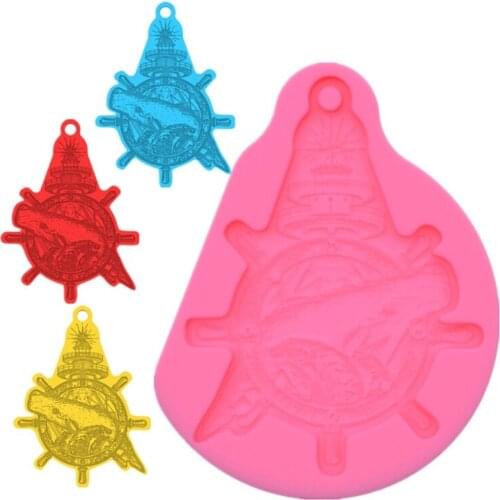 Ocean Theme Whale Keychain Epoxy Resin Mold Necklace Pendant Silicone Mould DIY Crafts Jewelry Casting Tools