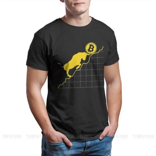 Bitcoin Sign Art Satoshi Nakamoto Bull And The Symbol Men T Shirt Top Oversized Pure Cotton Tees Harajuku TShirt