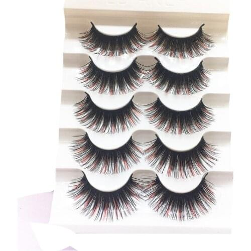 5 pairs Mink False Eyelashes Crisscross Messy Thick Exaggerated Long Fake Eyelashes Stage Romance Makeup Mink Eye Lashes