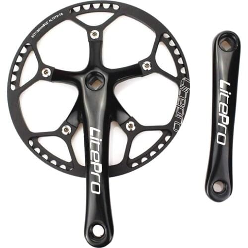 Single Speed Crankset 53T 170mm Crankarms Folding Bike Crankset with Protective Cover for Bike Track Road Bicycle
