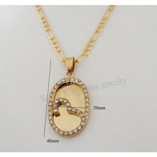 MUSLIM ALLAH GOD WITH STONES SYMBOL OVAL SHAPED PENDANT YELLOW GOLD GP OVERLAY 24INCH NECKLACE Great Gift