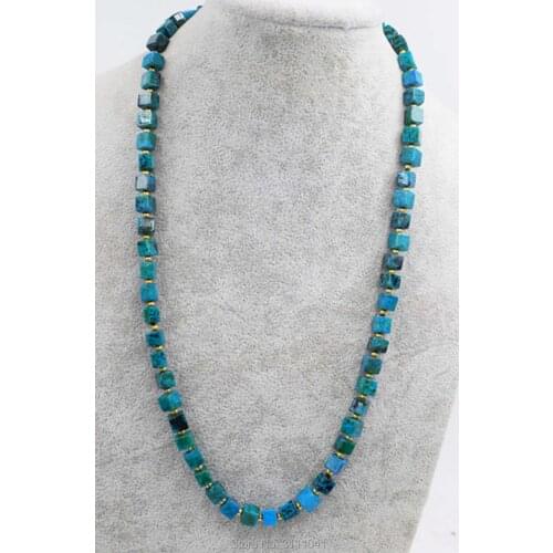 MANMADE Malachite square 6mm necklace 20" nature wholesale beads nature FPPJ
