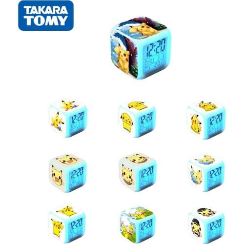 Pokemon Anime Color Digital Alarm Clock Pikachu Colorful Luminous Pop Small Table Lamp Alarm Clocks Children Toy Halloween Gift