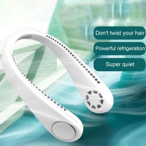Portable Hanging Neck Fan Bladeless Fan Personal Wearable Neckband Leafless Fan USB Rechargeable Fan Mini Necklace Fan
