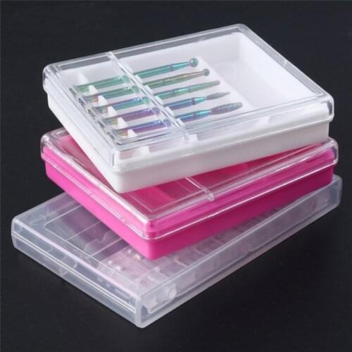 6/7/10/14/20/30Slots Clear Storage Box For Nail Drill Bit Files Holder Container Case Display Nail Accessorie Tool