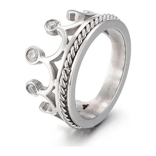 Luxury designer stainless steel fashion jewelry hand finger crown rings for women