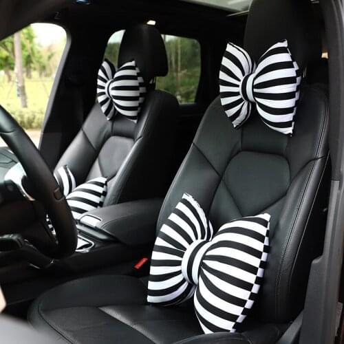 Lovely Bow Tie Car Pillow Home Car Dual Purpose Creative Elastic Cotton Waist Pillow Travel Decompression Headrest Waist