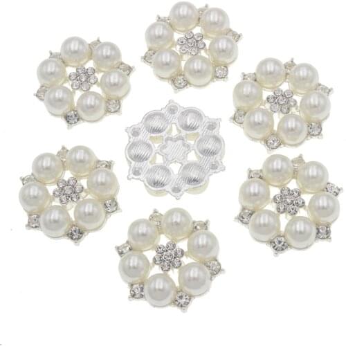 Nidalee 25mm Pearl Rhinestone Flatback Buttons Alloy Acrylic DIY Wedding Accessories mobile phone shell Bow Hair Accessories