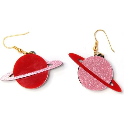 2021 Trend Saturn Acrylic Unusual Earrings for Women Fashion Geometry Hanging Cool Funny Earring Female Party Statement Earing