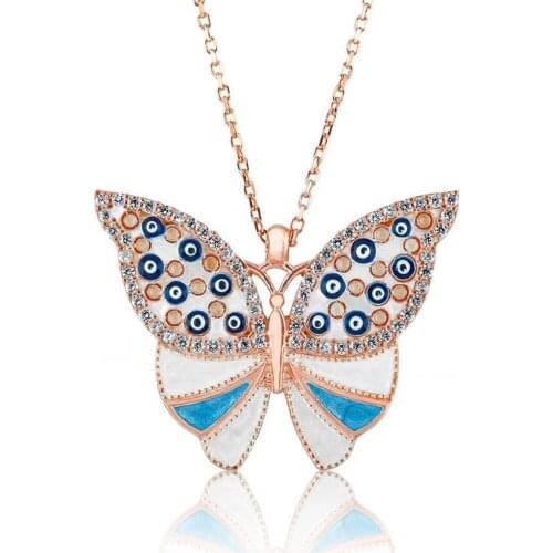 925 sterling Silver Enamel Butterfly Women 'S Necklace Special Design