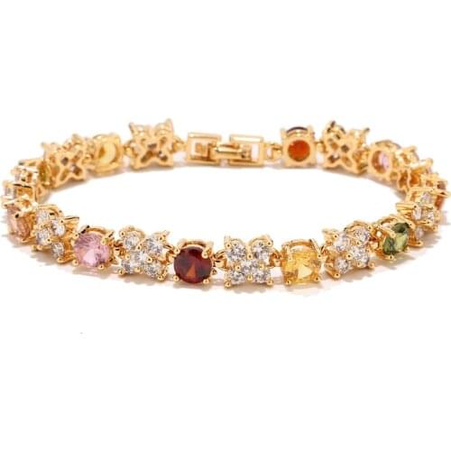1pcs Stainless Steel Gold Tone Charm Beaded Chain Bracelet Colorful Beads Bracelets Fashion Women Party Gifts