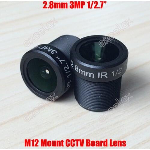 2PCS/Lot 3MP 1/2.7" 2.8mm 120 Degrees Wide Angle View IR CCTV Fixed Board Lens M12 MTV Mount for Analog IP Camera Module