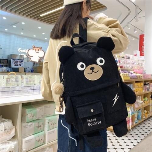 2021 Corduroy School Bags for Teenager Girls Cute Women School Laptop Backpacks Travel Shoulder Bags College Student Book Bags