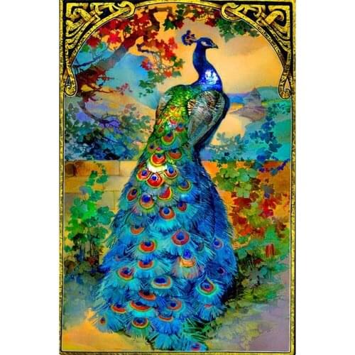3D Square Diamond Painting Peacock Diamond Embroidery DIY Stich Full Round Drill Resin Rhinestone Painting Decoration Home
