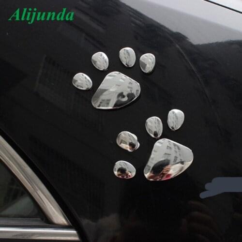 3D Dog Bear Footprints Chrome Badge Emblem Car Stickers Decal Dog paw Dog Footprint 3D PVC For Lexus Honda Acura