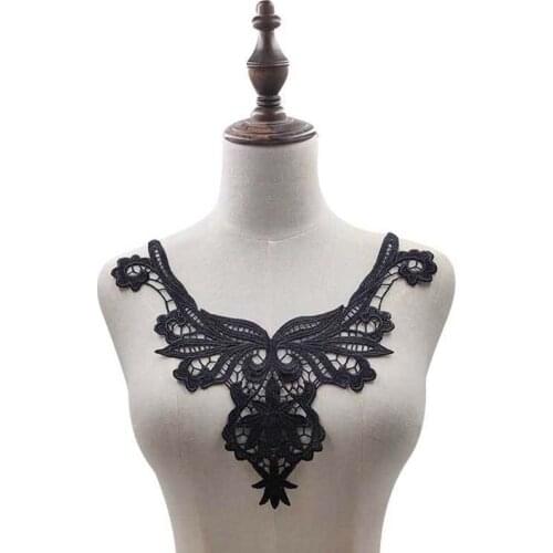 5Pcs Black White Lace Collar Embroidered Neckline Decal Trim Clothes Applique Sewing DIY Handcrafts Free Shipping