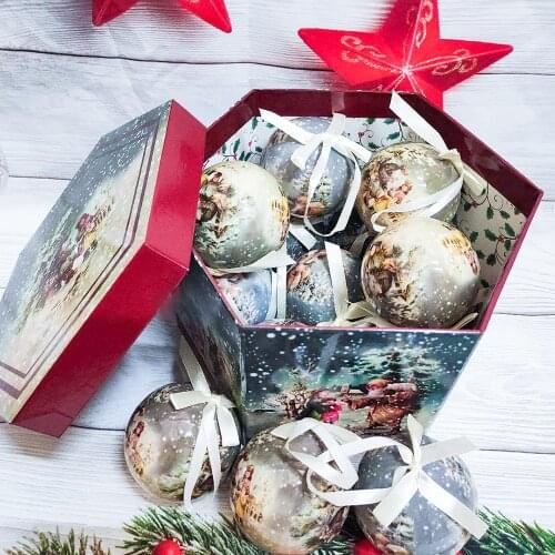 7pcs 14pcs 8cm Christmas Tree Balls Pendant Ornaments Hanging Ball Plastic Decorations Home Holiday Navidad New Year Decor Gift