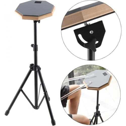 8 Inch Gray Rubber Wooden Dumb Drum Practice Training Drum Pad with Stand for Percussion Instruments Parts