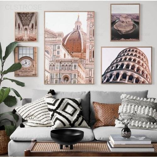 Abstract Pink City Architecture Canvas Painting Italy Rome Morocco Street Landscape Art Poster Home Decoration Wall Hd Pictures