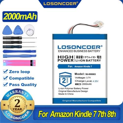 LOSONCOER 58-000083 58-000151 MC-265360-03 Battery For Amazon Kindle 7 7th 8th Gen 6" E-Reader WP63GW 499 kindle 558 SY69JL