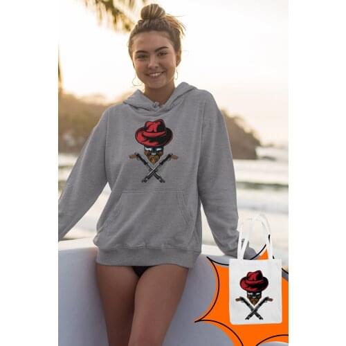 Angemiel Wear Red Hat Rebel Gray Women 'S Hooded Sweatshirt Bags Kombin