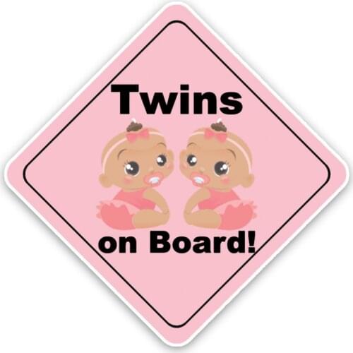 Cartoon Twins Car Sticker Baby on Board Safety Caution Sign Waterproof Anti-UV Car Window Body Decorative Stickers Accessories