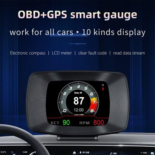 Car HUD Head-up Display Car Smart Digital Multi-Function P13 Alarm Meter Temperature Gauge Digital Voltage Speed Meter Alarm