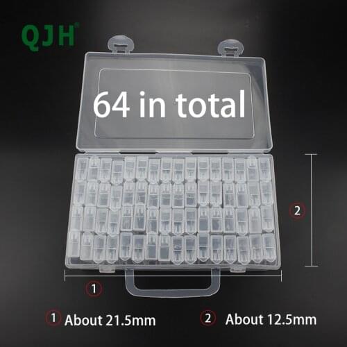 Jewelry Beads Storage Clear Plastic Box, 64 Individual Grids Boxes with lable sticker, DIY Craft Diamond Art Storage Containers