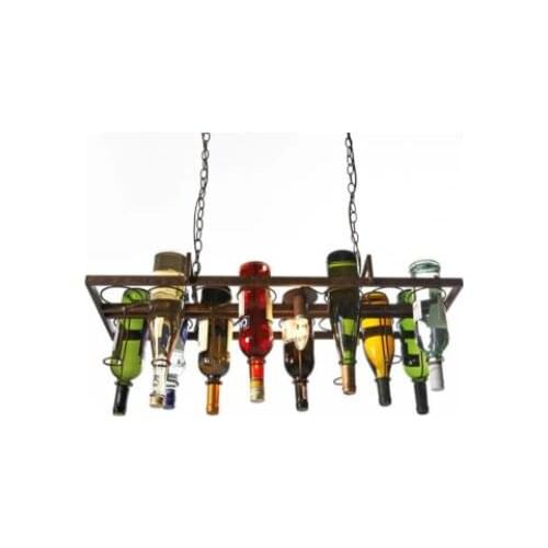 E27 living room bar restaurant kitchen household LED chandelier attic retro hanging wine bottle led ceiling iron chandelier