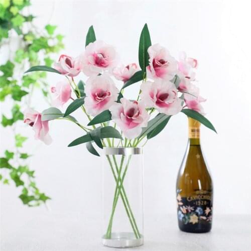 European-style artificial flowers 3 head short branch orchid DIY home decoration wedding scene decoration simulation flower 43cm