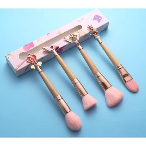 Single Bamboo Handle Makeup Brush Blush Brush Loose Powder Brush Cartoon Animation Peripheral Makeup Tools Girl Gift