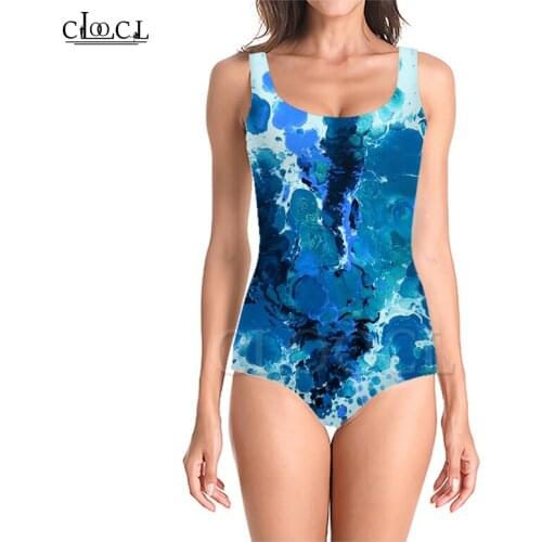 CLOOCL Colorful Paint Splatter 3D Print One-piece Swimwear Women Swimming Bathing Suit Sleeveless Sexy Swimsuit