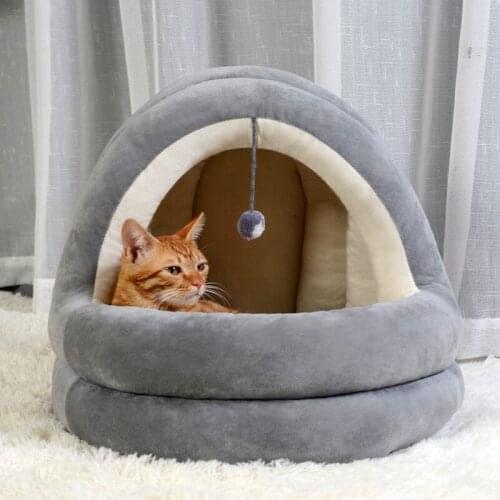 Hot Sell Portable Pet Cat House Bed Indoor Kitten Mat Warm Cave Cats Dog Nest Collapsible Cat Cute Sleeping Mats Winter Products