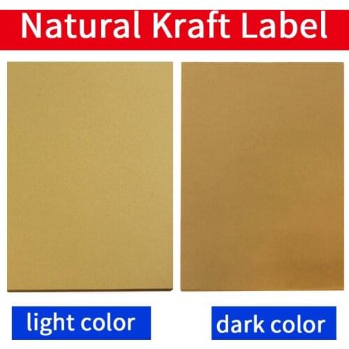 A4 label sheet Kraft Paper Self-Adhesive Stickers for inkjet / Laser Printer /Copier, 50 Sheets, Matt Surface
