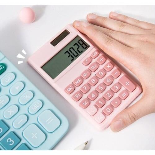 Candy Pink/blue Color Cute Calculator Solar 8-digit Display Mini Small Portable Student Calculator School Household Supplies