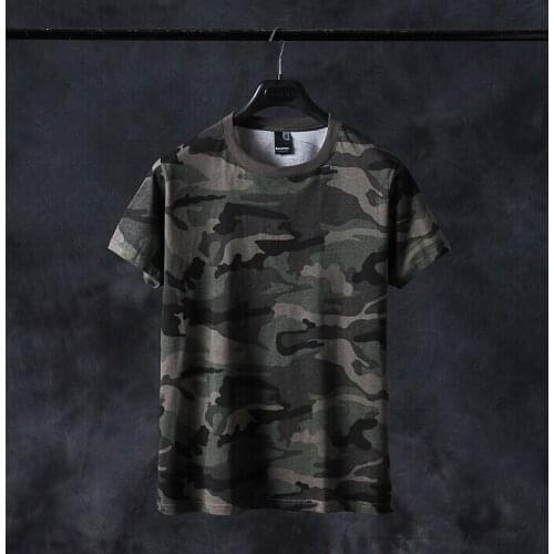 Mens Cotton Large Round-collar Mens and Womens Camouflage Short Sleeve T-shirts Thin Loosely Printed T-shirts