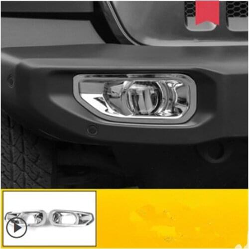 2Pcs Car Front Foglight Frame Cover Trim Sticker Fit For Jeep Wrangler JL JT 2018 2019 2020 2021