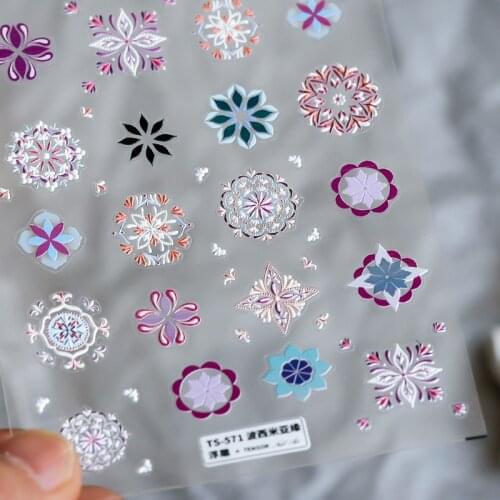 New Craft Bohemian Style Design Nail Stickers Thin Transparent Nail Art Decoration Retro Embossed Stickers Nail Art Accessories