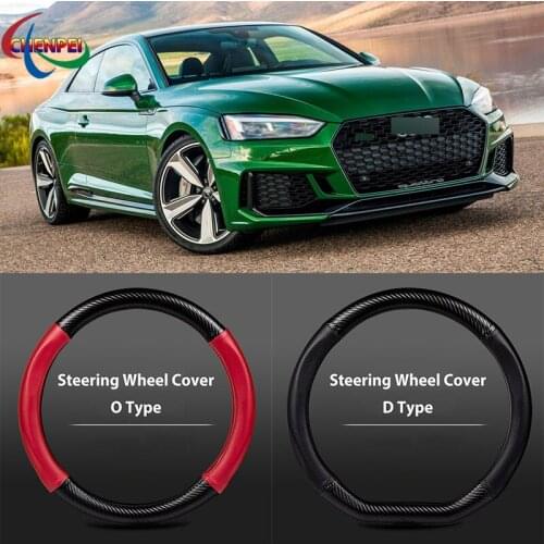 38cm Non-Slip Dreathable Carbon Fiber Steering Wheel Cover For AUDI RS5 Car interior decoration accessories