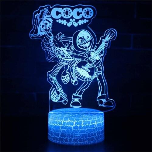 Disney Movie Coco Cartoon Night Light for Children USB Colorful Led Sensor Nightlamp Baby Kids Bedroom Decorative Table Lamp 3d