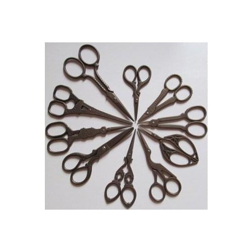 Free Shipping 10Pcs/set Mini Scissors Vintage Style Manual Scissors Embroidery Sewing Scissors