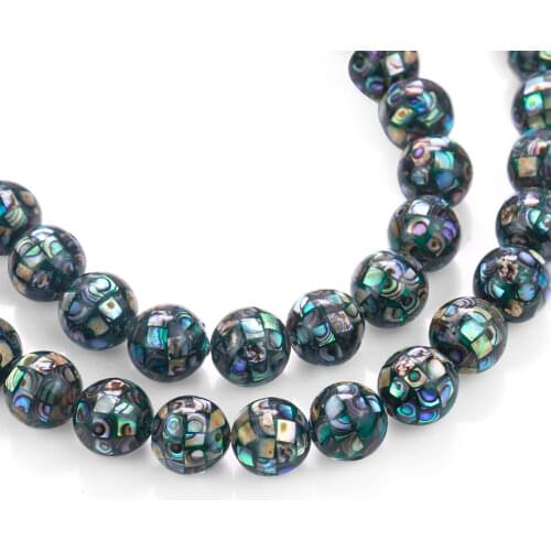 Natural abalone sea shell puzzle round beads blue aurora ocean paua DIY homemade neckalce earring bracelet woman jewelry finding