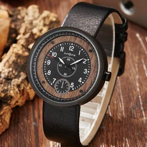 Simple Design Wood Watch Men Women Natural Wooden Case Wrist Watch Leather Band Unisex Quartz Minimalist For Male Clock