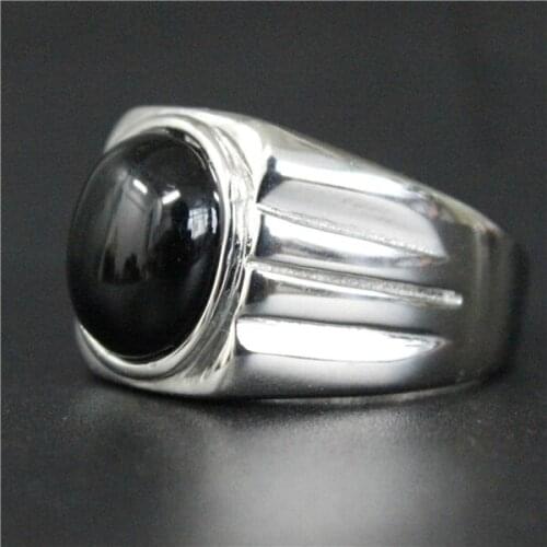 Drop Ship Size 7~13 Fashion Cool Thailand Indian Stone Ring 316L Stainless Steel Jewelry 3 Colors Agate stone Ring