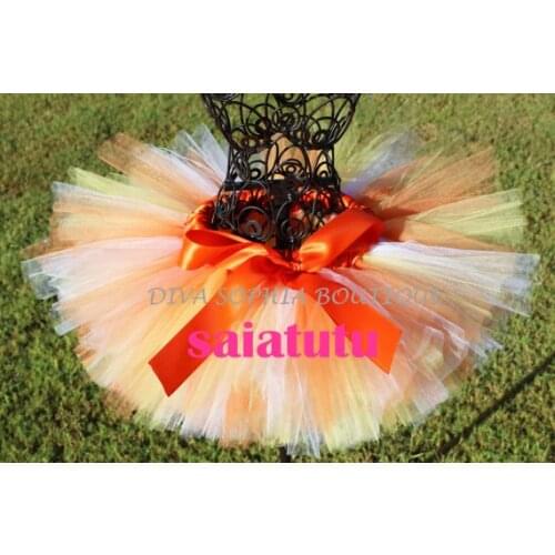 Rainbow orange tulle toddler children baby costume ball gown party dance wedding short pettiskirt tutu girl kids skirt
