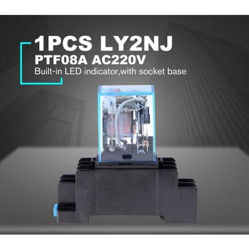 AC 220V Coil Power Relay LY2NJ DPDT 8 Pin PTF08A JQX-13F With Socket Base Electronic Micro Mini Electromagnetic Module Switch