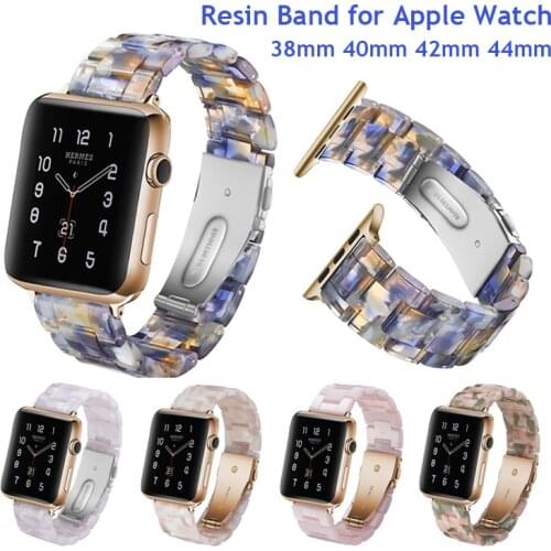 Resin Bands for Apple Watch 5 Straps iWatch 4 Bands 40mm 44mm Bracelet Replacement Wristbands for Woman Man Luxury Lightly
