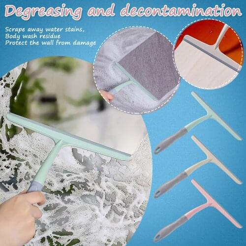 Rubber Wiper Strip Squeegee Replacement Stainless Steel Window Glass Shower Room Mirror Brush Wiper Cleaner Accessory #T2P