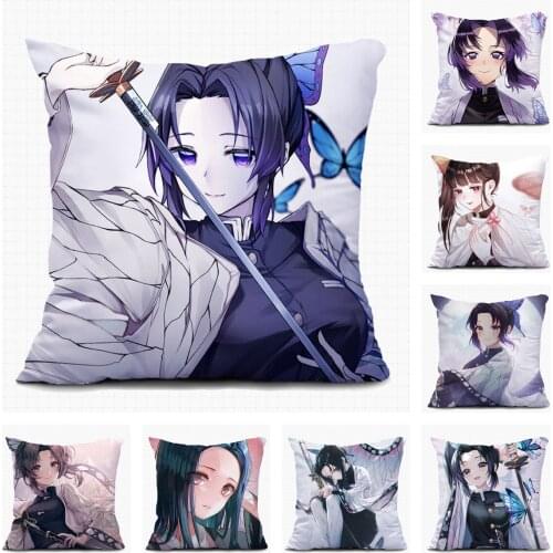 Anime Demon Slayer Christmas Gift Kochou Shinobu Sofa Pillow Case Custom Decorative Cushion Covers Home Textile Pillowcase A25